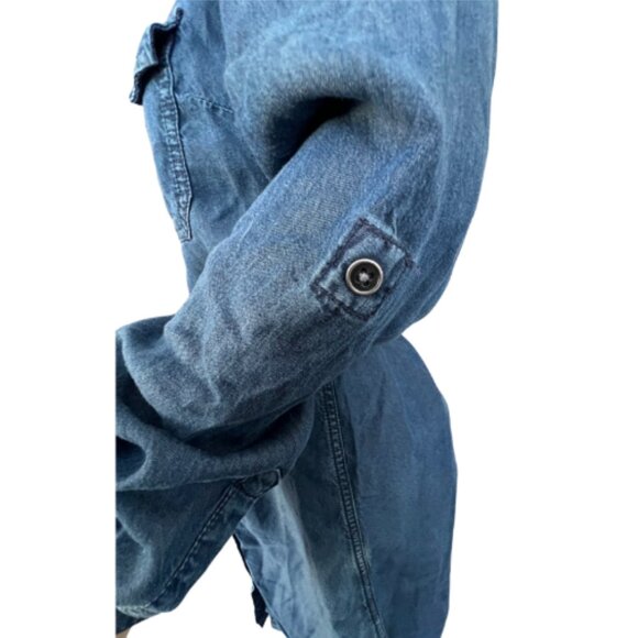 Parasuco Demin Shirt dress with wait tie / Tencel Dress / Blue / Size S - Picture 3 of 10